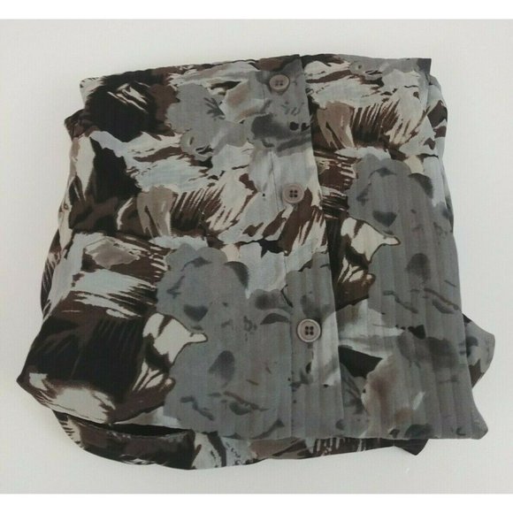 Apt 9 Petite Gray, Brown, & Black Floral Button Up Sheer Silky Blouse Size PL - Picture 4 of 6